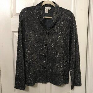 Coldwater Creek Dark Gray/Sparkly Silver Blouse